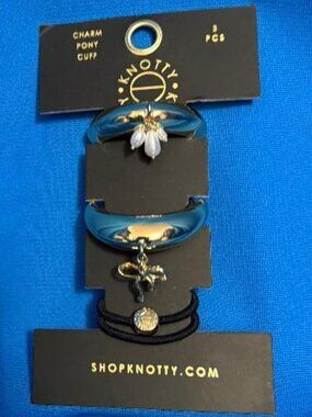 KNOTTY 3 PACK GORGEOUS HAIR / PONYTAIL / PONY CUFF CHARMS / DECORATIVE HAIR TIES